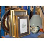 2 MIRRORS, VARIOUS PICTURES & STUDIO POTTERY TABLE LAMP WITH SHADE