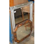 OAK FRAMED WALL MIRROR & 1 OTHER MIRROR