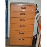 TEAK FINISHED 6 DRAWER CHEST