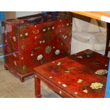 ORIENTAL STYLE COFFEE TABLE WITH MATCHING ASSISTANT SIDEBOARD