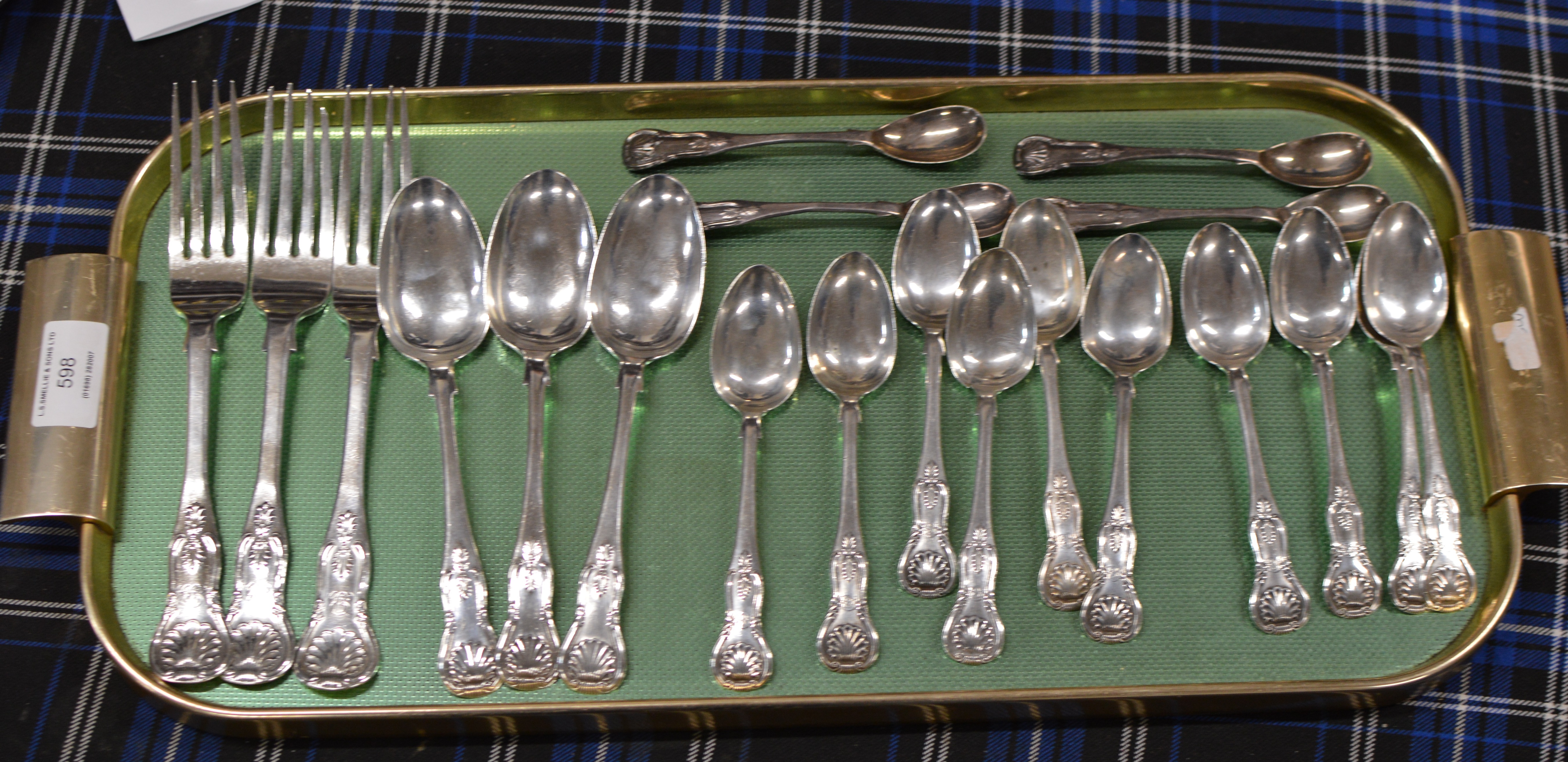 20 PIECES OF VICTORIAN STERLING/EDINBURGH SILVER COMPRISING 3 TABLE FORKS, 3 DESSERT SPOONS, 10