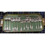 20 PIECES OF VICTORIAN STERLING/EDINBURGH SILVER COMPRISING 3 TABLE FORKS, 3 DESSERT SPOONS, 10