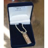 BRITANNIA 958 SILVER INGOT ON CHAIN - APPROXIMATE WEIGHT = 22 GRAMS
