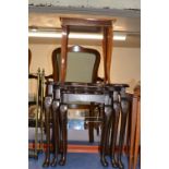 NEST OF 3 MAHOGANY TABLES & FLIP TOP SEWING TABLE