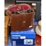 OLYMPUS DIGITAL CAMERA IN BOX & CASED PAIR OF ROSS BINOCULARS