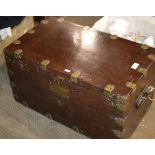 MAHOGANY BRASS BOUND CAMPAIGN STYLE CUTLERY BOX