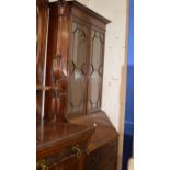 MAHOGANY BUREAU BOOKCASE OVER 3 DRAWERS