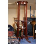 MAHOGANY OCCASIONAL TABLE & MAHOGANY TORCHIERE