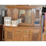 VICTORIAN OAK MIRRORED BACK SIDEBOARD