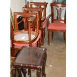 SET OF 6 REPRODUCTION MAHOGANY CHAIRS & NEST OF 3 MAHOGANY TABLES