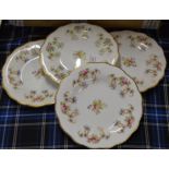 SET OF 4 PORCELAIN HAND PAINTED PLATES WITH IMPRESSED ANCHOR MARKS ON REVERSE