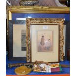 MARGARET TARRANT PRINT, VARIOUS OTHER PICTURES, GHURKHA KNIFE, GHURKHA TEA TOWEL & SMALL SPORRAN