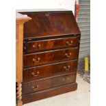 REPRODUCTION MAHOGANY WRITING BUREAU OVER 4 DRAWERS