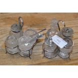 2 SILVER & CUT CRYSTAL CRUET SETS