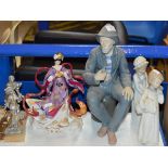 LARGE NAO FIGURE ORNAMENT, FRANKLIN MINT PORCELAIN FIGURINE - THE DRAGON KING'S DAUGHTER & 4 OTHER