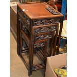NEST OF 4 ORNATE CHINESE BAMBOO STYLE TABLES