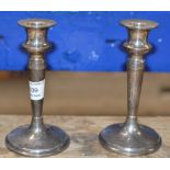 PAIR OF WEIGHTED BIRMINGHAM SILVER CANDLE STICKS