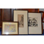 ETCHING, ORIENTAL STYLE PICTURE & 1 OTHER PICTURE