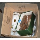 BOX CONTAINING VARIOUS TOOLS, ROYAL WORCESTER DINNER WARE ETC