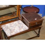 OAK TELEPHONE TABLE & INLAID MAHOGANY OCCASIONAL TABLE