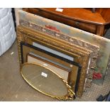 GILT FRAMED MIRROR & VARIOUS PICTURES