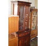 REPRODUCTION MAHOGANY DOUBLE DOOR DISPLAY CABINET WITH UNDER PRESS