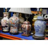 VARIOUS ORIENTAL STYLE TABLE LAMPS