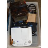 BOX CONTAINING PROJECTOR, AUDIO EQUIPMENT, JEWELLERY BOX ETC