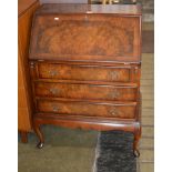 MAHOGANY WRITING BUREAU OVER 3 DRAWERS