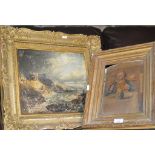 2 OLD GILT FRAMED OIL PAINTINGS