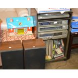 VINTAGE HIFI SYSTEM WITH CABINET & TWIN SPEAKERS