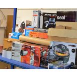 LARGE QUANTITY OF VARIOUS BOXED HOUSEHOLD ITEMS, INDOOR AERIAL, BROWNIE MAKER, VACUUM BAGS, ARCADE