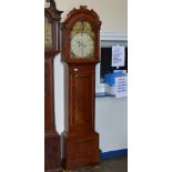 VICTORIAN MAHOGANY CASED GRANDFATHER CLOCK WITH PAINTED FACE