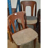 PAIR OF RETRO TEAK DANISH STYLE CHAIRS WITH PADDED SEATS