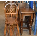 OAK GATE LEG TABLE WITH 4 ERCOL STYLE CHAIRS