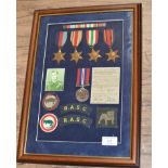 FRAMED SET OF WORLD WAR 2 MEDALS - PTE H BROWN, 92643