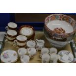 TRAY CONTAINING QUANTITY COFFEE WARE, TODDY BOWLS ETC