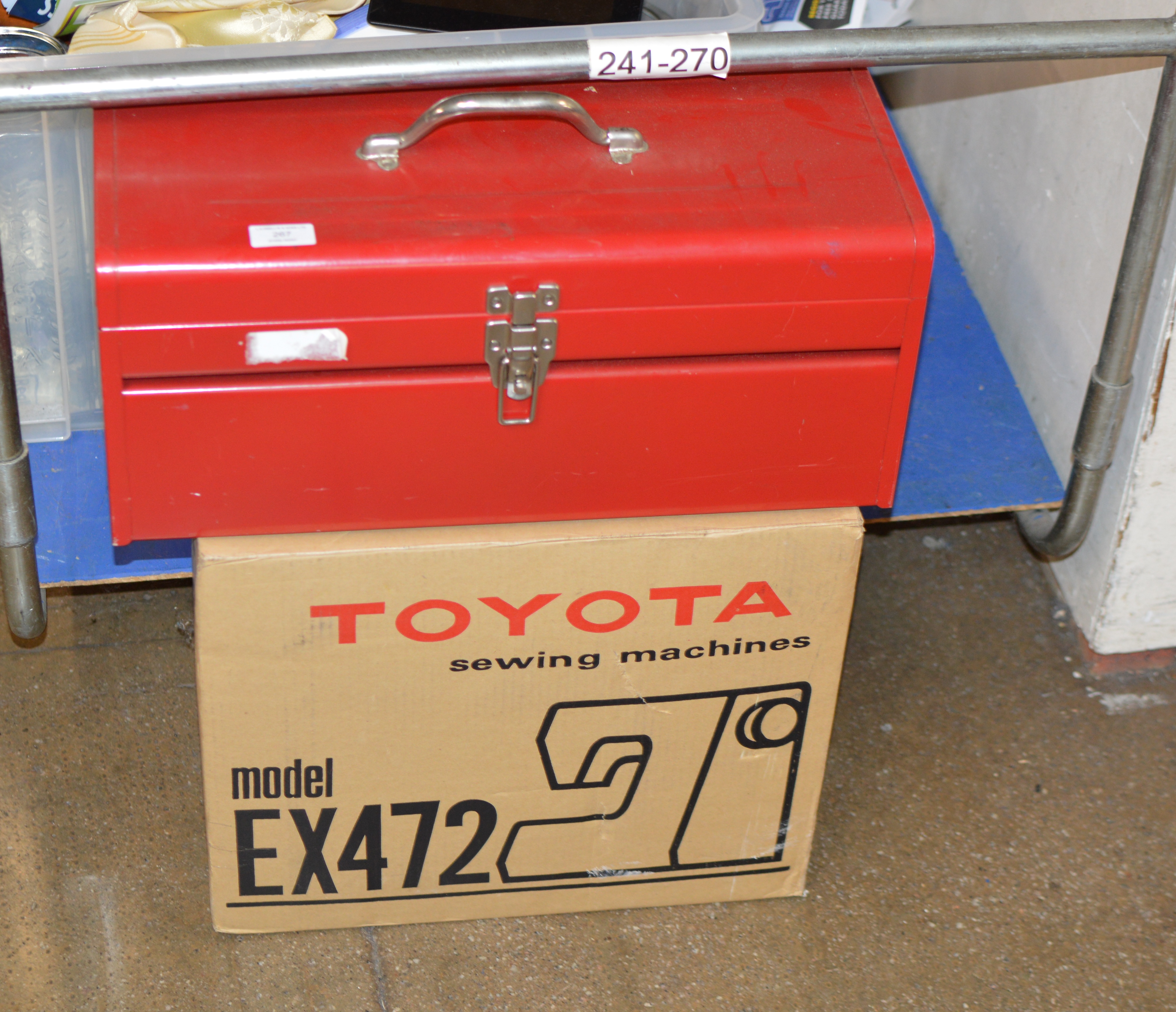 TOOL BOX & TOYOTA SEWING MACHINE IN BOX