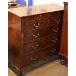 VICTORIAN MAHOGANY 2 OVER 3 CHEST OF DRAWERS WITH BRASS HANDLES