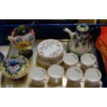 TRAY WITH QUANTITY ROYAL STAFFORD FLORAL TEA WARE, DECORATIVE LIDDED TEAPOTS & LIDDED BOX