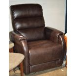 BROWN LEATHER SINGLE ELECTRIC RECLINING ARM CHAIR