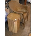 LLOYD LOOM TUB STYLE CHAIR WITH MATCHING LINEN BIN