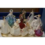 10 VARIOUS ROYAL DOULTON FIGURINE & FIGURE ORNAMENTS & 1 COALPORT FIGURINE - ALL WITH ORIGINAL BOXES