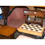 2 VARIOUS MAHOGANY FRAMED TUB STYLE CHAIRS & PAIR OF MAHOGANY CHAIRS WITH PADDED SEATS
