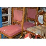 PAIR OF VICTORIAN OAK CHAIRS & 1 OTHER VICTORIAN CHAIR