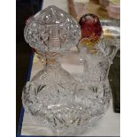 CUT CRYSTAL LAMP, CUT CRYSTAL VASE & CUT CRYSTAL BASKET