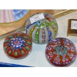 VICTORIAN GLASS PAPERWEIGHT & 2 OTHER GLASS PAPERWEIGHTS