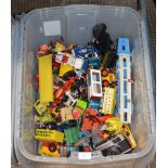 BOX WITH VARIOUS VINTAGE MODEL VEHICLES, DINKY, CORGI ETC