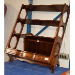 MAHOGANY WALL SHELF WITH UNDER DRAWERS & MAHOGANY MAGAZINE RACK