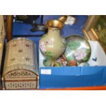 BOX WITH ASSORTED CLOISONNÉ WARE & DECORATIVE BOX